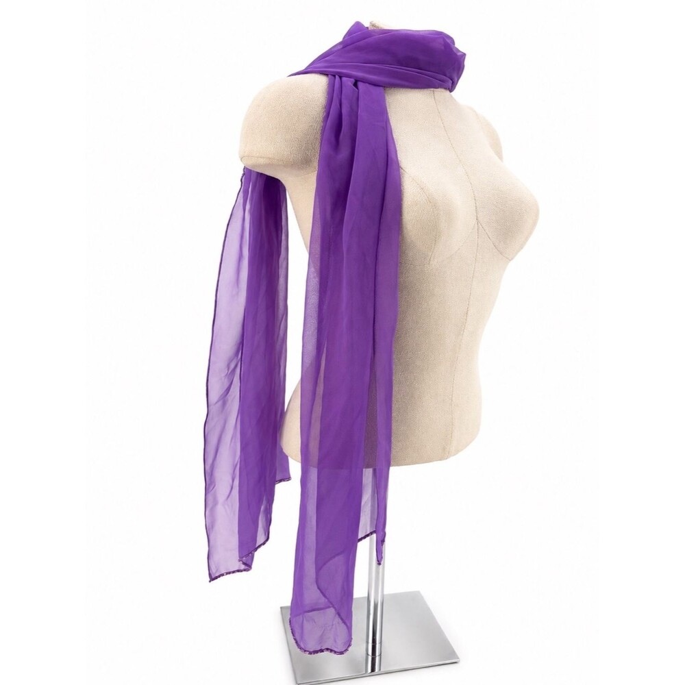Unbranded Purple Chiffon Scarf Shawl Beaded Long Accessory Overlay